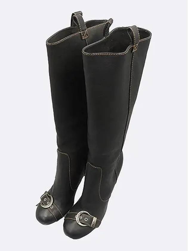 Black leather pin buckle women s long boots 250MM - DIOR - BALAAN 5