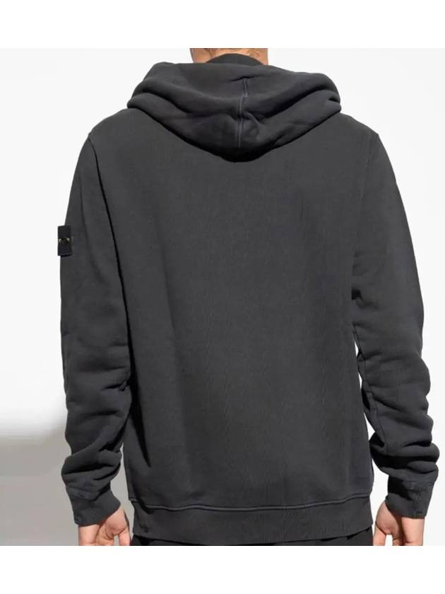 Old Effect Cotton Diagonal Fleece Hoodie Black - STONE ISLAND - BALAAN 5