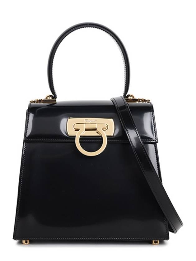 Iconic Top Handle Small Tote Bag Black - SALVATORE FERRAGAMO - BALAAN 2