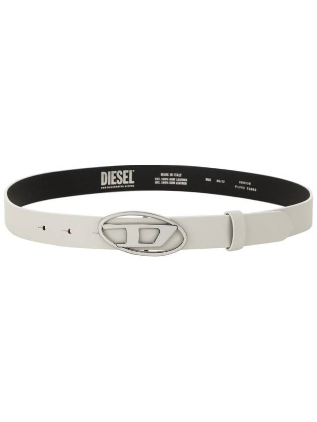 Logo Buckle Leather Belt White - DIESEL - BALAAN 4