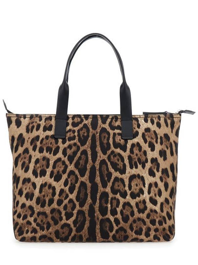 'Adamo' Brown Shopper With All-Over Leopard Print In Tech Fabric Man - DOLCE&GABBANA - BALAAN 2