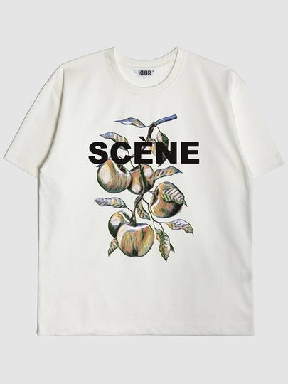 S.Apple Tree Graphic Short Sleeve T-Shirt Cream White - KLOR - BALAAN 2