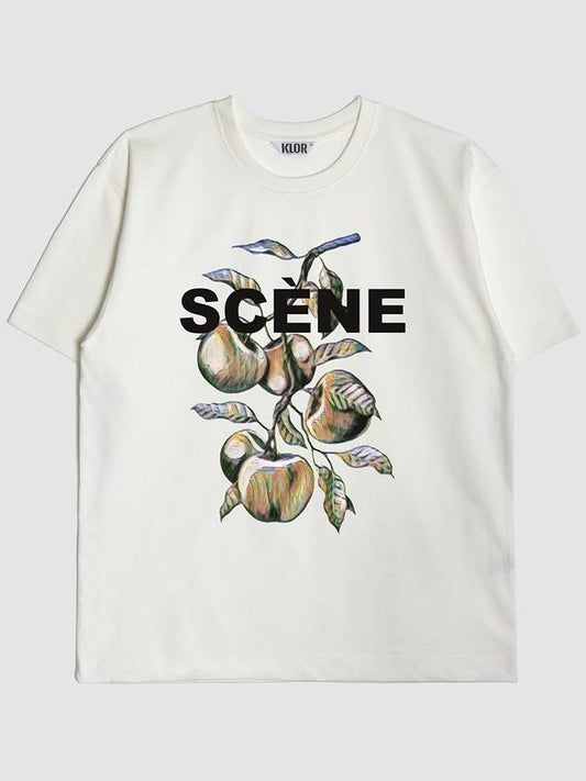 UNISEX Thin Apple Tree Graphic Short Sleeve T Shirt CREAM WHITE - KLOR - BALAAN 2