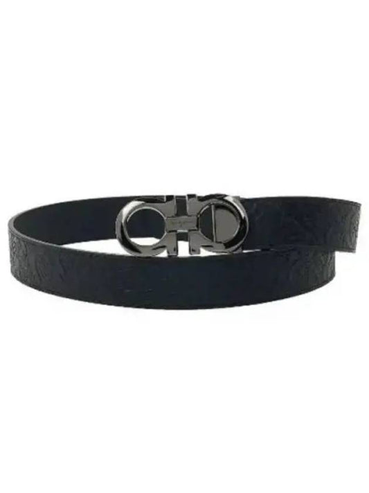 Gancini Reversible Adjustable Leather Belt Black - SALVATORE FERRAGAMO - BALAAN 2