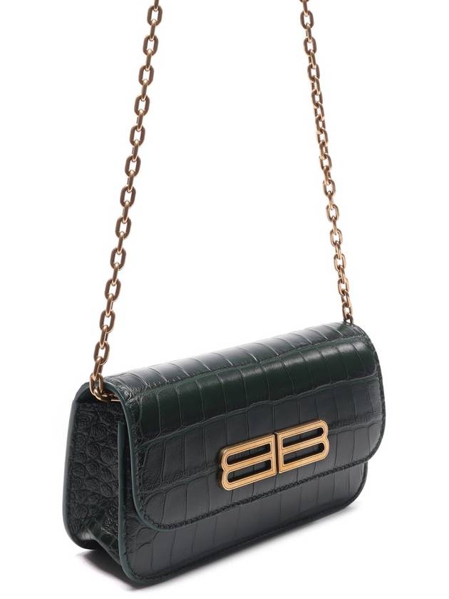 Gossip BB Logo Crocodile Chain Shoulder Bag Green - BALENCIAGA - BALAAN 4