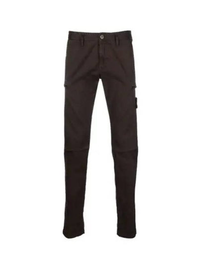 Men's Waffen Patch Straight Pants Dark Brown - STONE ISLAND - BALAAN 2