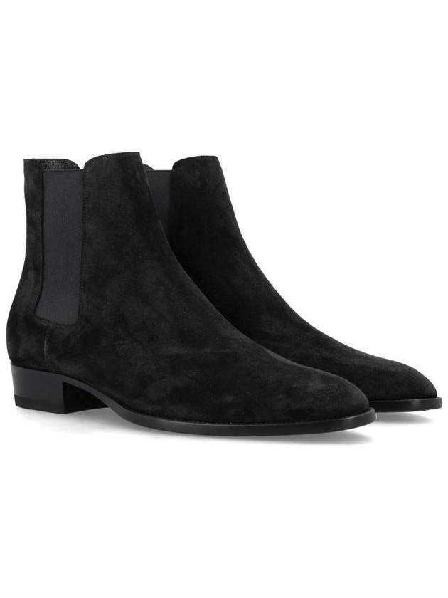 Suede Classic Wyatt Chelsea Boots Black - SAINT LAURENT - BALAAN 3