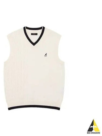 Half cable knit vest 1854 ivory - KANGOL - BALAAN 1