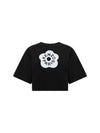 Women's Boke Cotton Crop Short Sleeve T-Shirt Black - KENZO - BALAAN 1