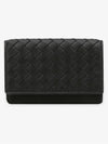 Intrecciato Flap Card Wallet Black - BOTTEGA VENETA - BALAAN 3