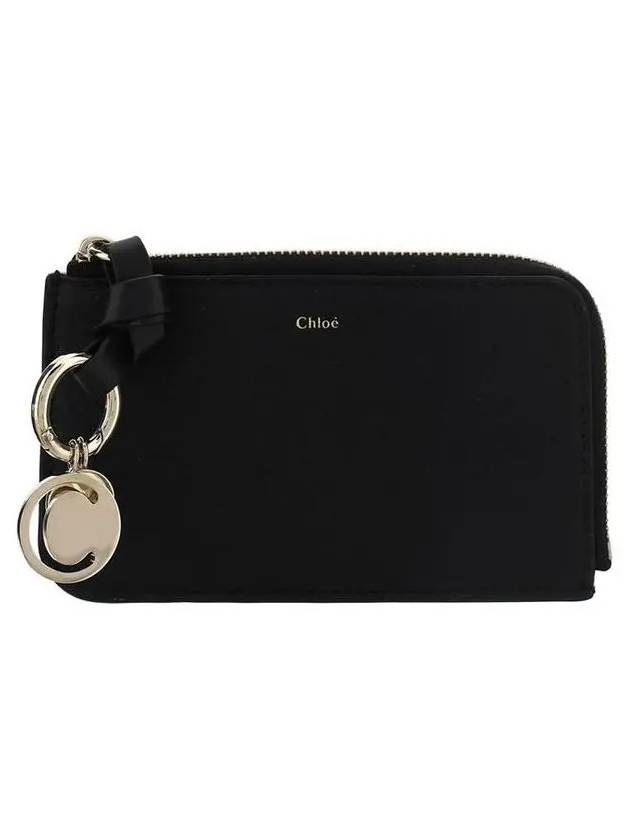 Alphabet Half Zipper Leather Card Wallet  Black - CHLOE - BALAAN 2