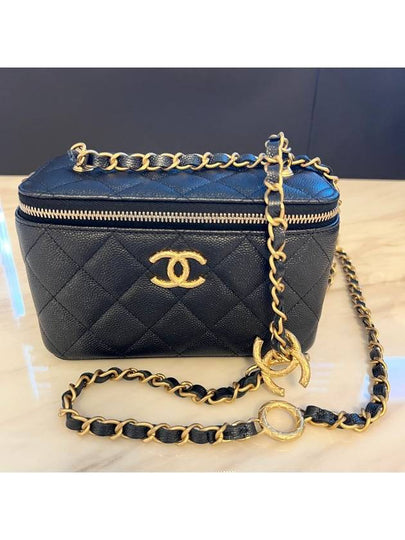 Cross New Season Vanity Bag Caviar Length Adjustable Gold Black - CHANEL - BALAAN 2