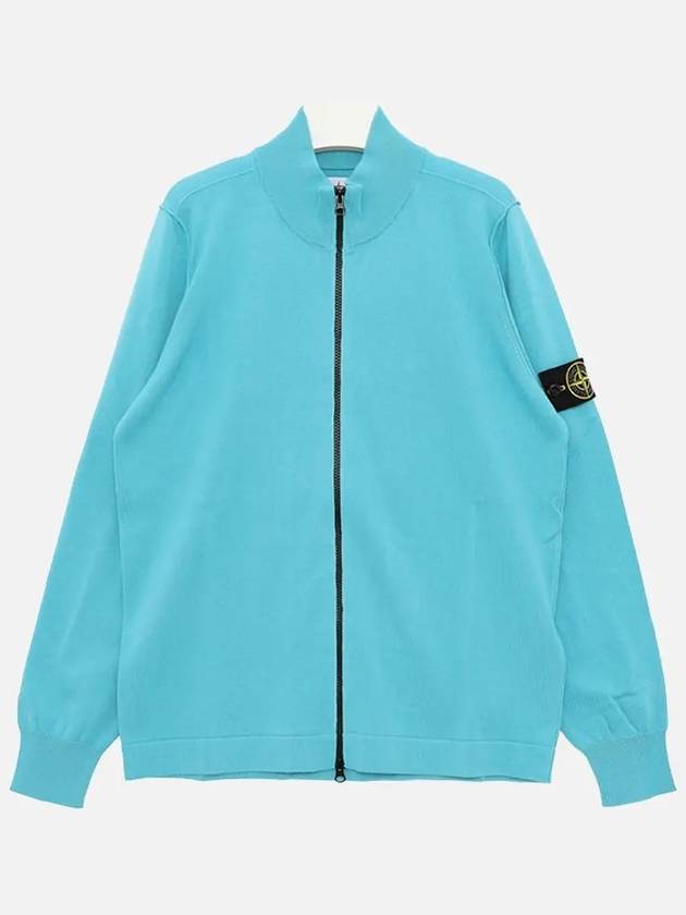 Soft Cotton Knit Zip-Up Jacket Blue - STONE ISLAND - BALAAN 4