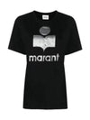 ZEWEL logo linen tshirt black TS0001FA A1N10E 01BK - ISABEL MARANT - BALAAN 2