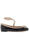 Rockstud Patent Leather Ballerina Black - VALENTINO - BALAAN 3