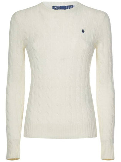 Embroidered Logo Pony Cable Knit Top Cream - POLO RALPH LAUREN - BALAAN 2