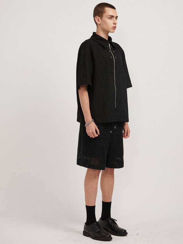 Jacquard Zip-up Short Sleeve Shirt Black - MONTSENU - BALAAN 5