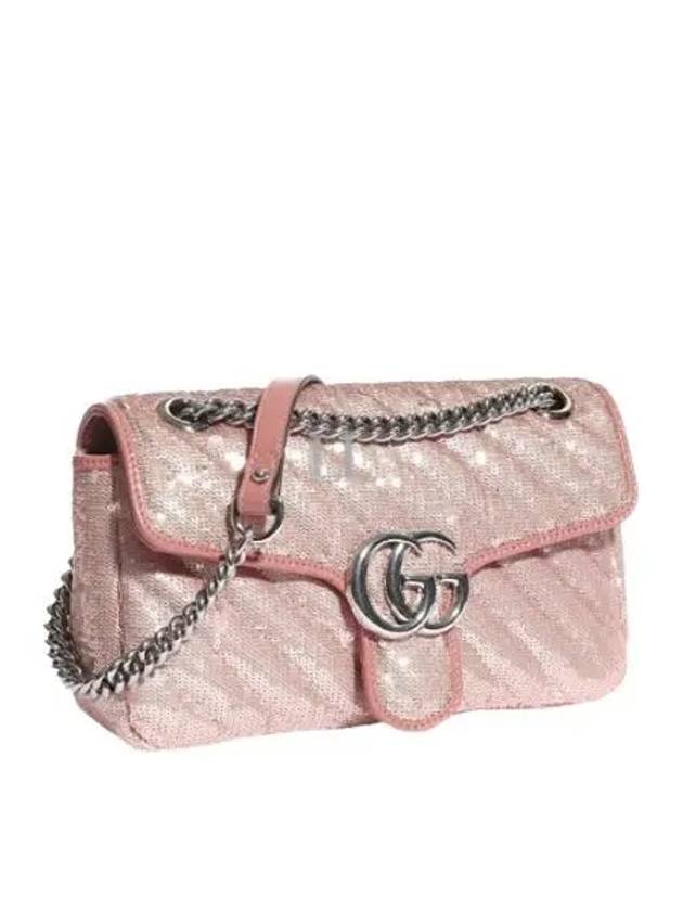 Women's GG Marmont Small Sequin Shoulder Bag Pink - GUCCI - BALAAN 2