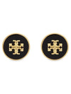 Kira Enamel Circle Stud Earrings Black Gold - TORY BURCH - BALAAN 4