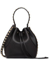 Rockstud Grain Calfskin Bucket Bag Black - VALENTINO - BALAAN 1