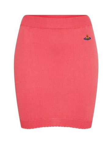 Women's ORB Logo Knit Bea Mini H Line Skirt Pink - VIVIENNE WESTWOOD - BALAAN 1