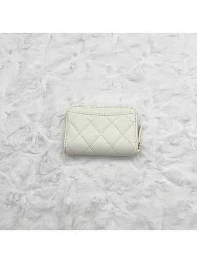 Classic zipper card wallet white gold caviar internal logo AP0216 - CHANEL - BALAAN 2