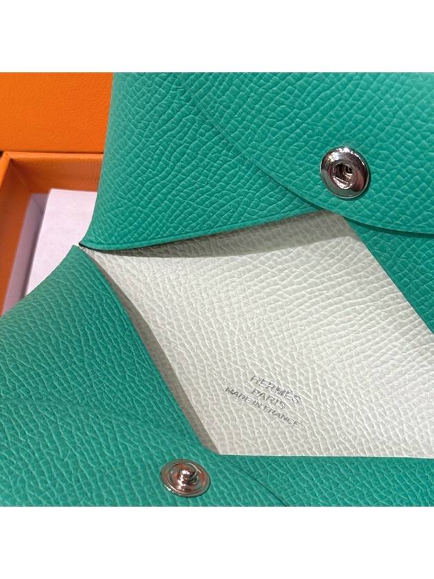 Card Wallet Goatskin Palladium Calvi Verso Mint - HERMES - BALAAN 6