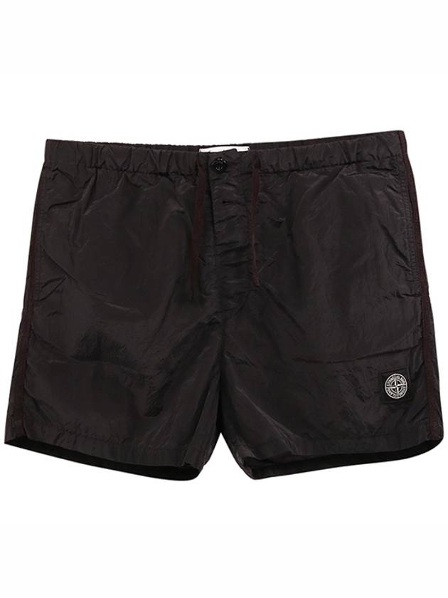 Logo Patch Nylon Metal Swim Shorts Charcoal - STONE ISLAND - BALAAN.