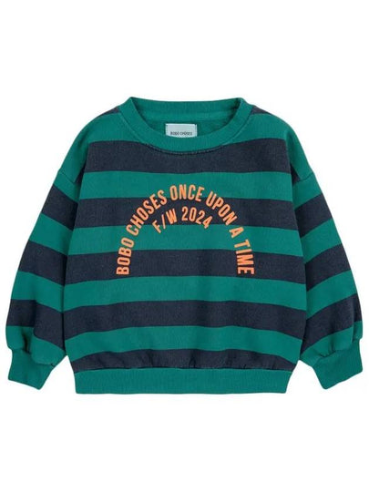 Kids Circle Logo Stripe Sweatshirt Green - BOBO CHOSES - BALAAN 2