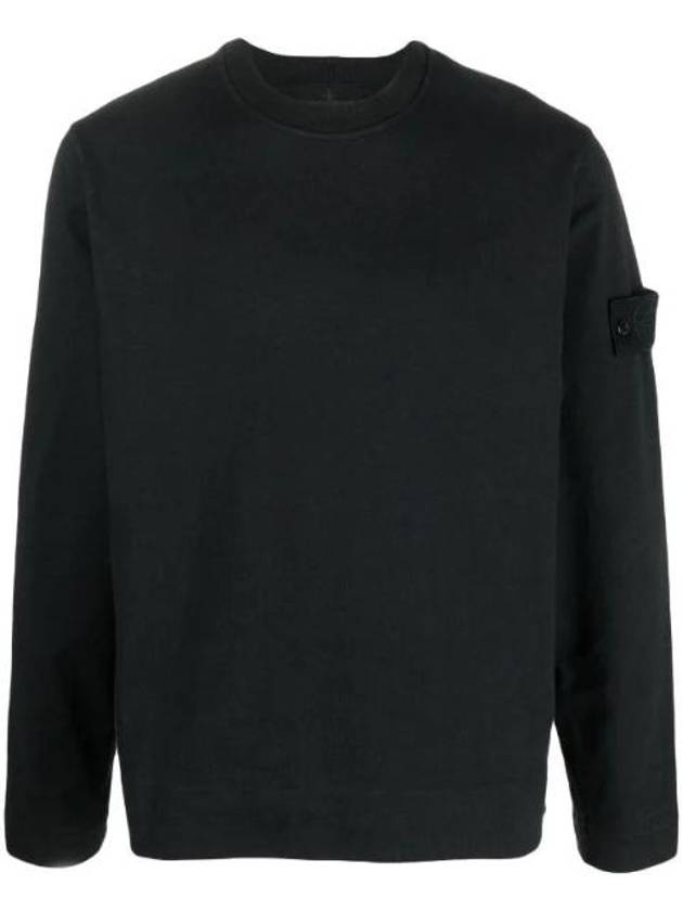 Ghost Piece Organic Cotton Badge Sweatshirt Black - STONE ISLAND - BALAAN 1