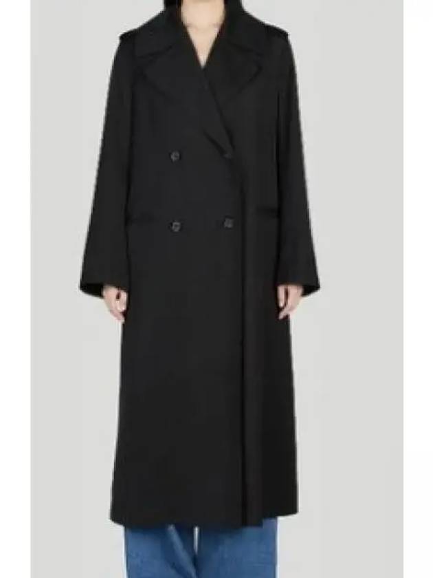 Double-Breasted Midi Coat Black - TOTEME - BALAAN 2