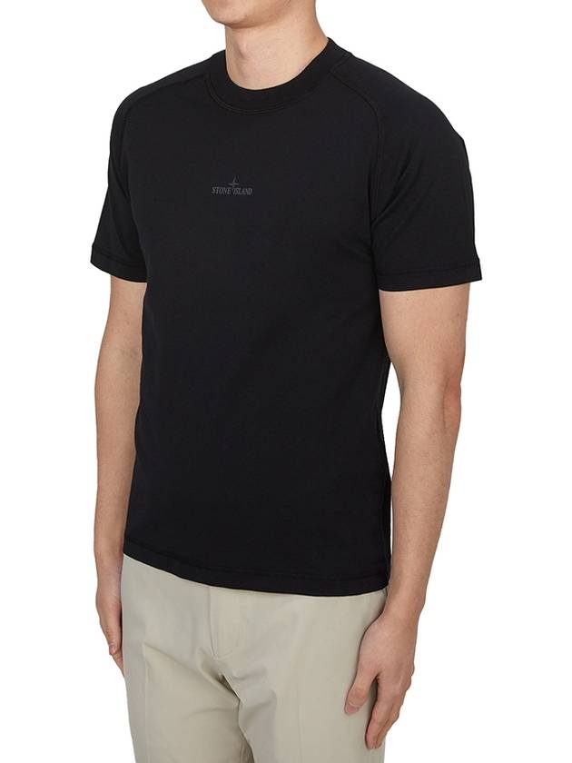 Logo Crew Neck Short Sleeve T-Shirt Black - STONE ISLAND - BALAAN 4