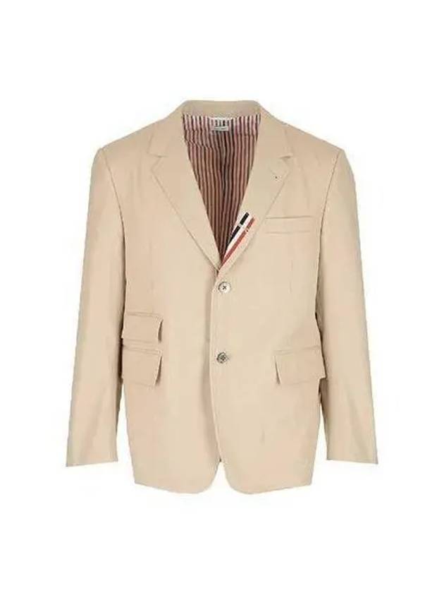 Typewriter Cloth Jacket Beige Navy MJC328E 04502 - THOM BROWNE - BALAAN 1