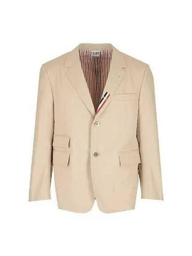 Typewriter Cloth Jacket Beige Navy MJC328E 04502 - THOM BROWNE - BALAAN 1