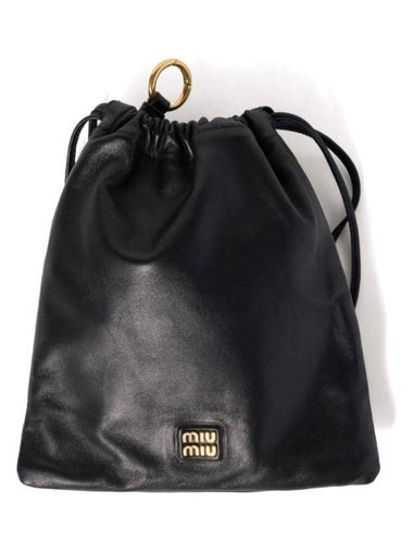 Nappa Leather Pouch Bucket Bag Black - MIU MIU - BALAAN 1