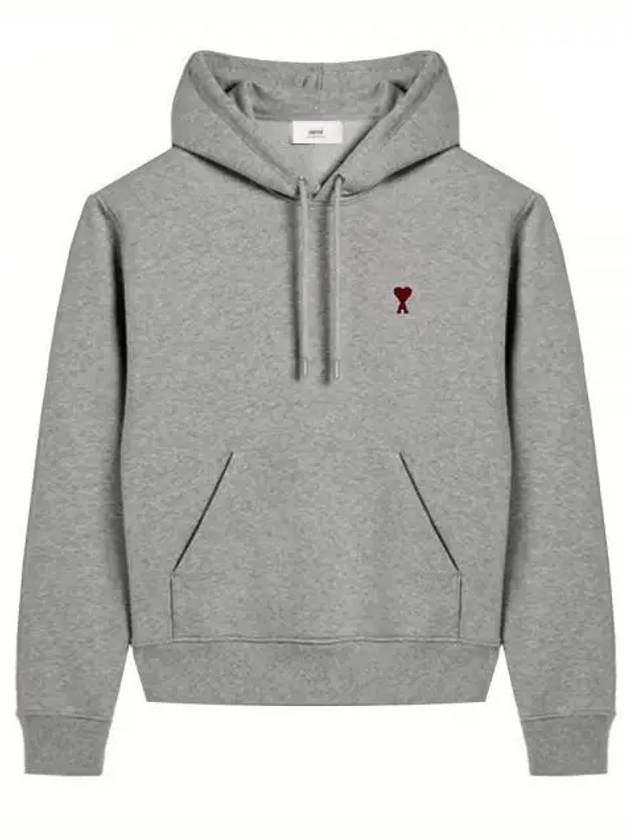 Heart Small Logo Hoodie Grey - AMI - BALAAN 2