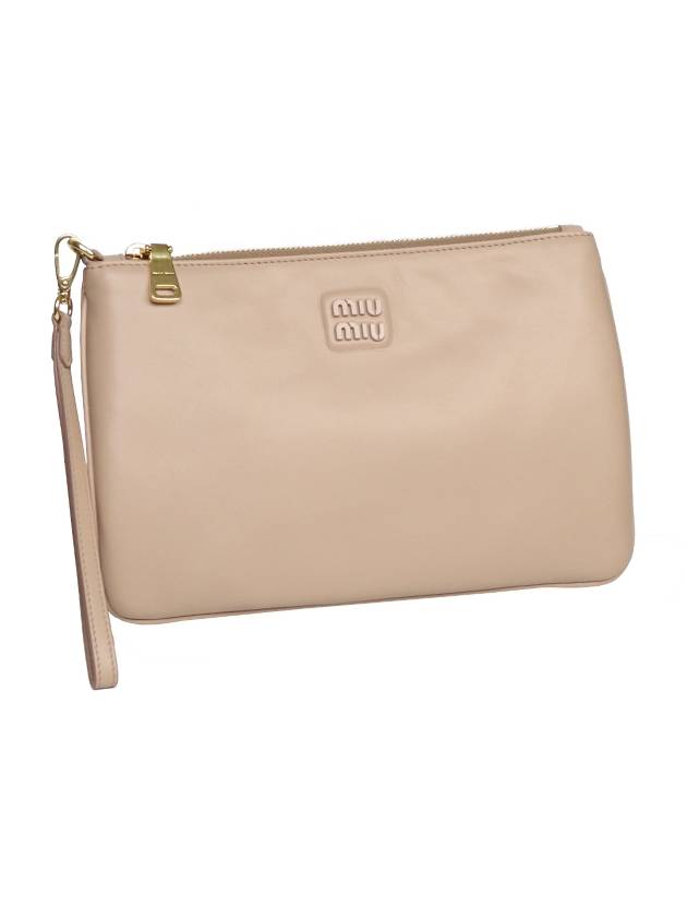 Logo Strap Leather Clutch Bag Pink - MIU MIU - BALAAN 4