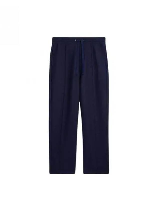 Elastic Waist Viscose Wool Straight Pants Navy - AMI - BALAAN 2