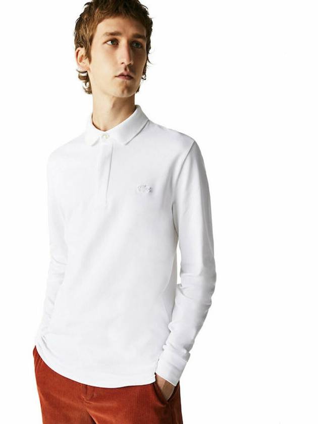 Stretch Cotton Long Sleeve Polo Shirt Navy - LACOSTE - BALAAN 3