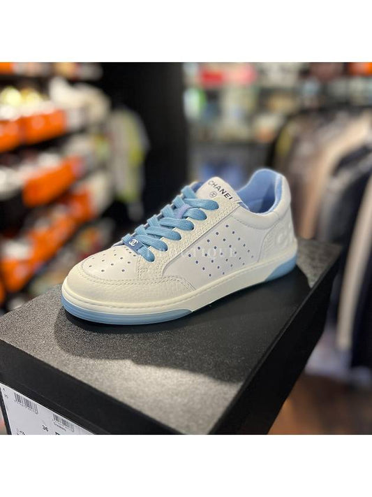 Back logo tennis sneakers white blue G38808 - CHANEL - BALAAN 1