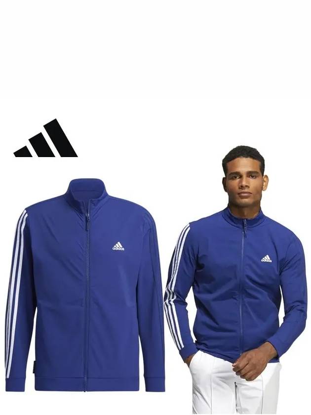 GV1169 Men s Prime Blue Three Stripe Track Jacket - ADIDAS GOLF - BALAAN 1