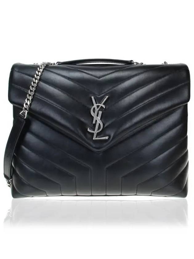 Silver Monogram Loulou Matelasse Y Leather Medium Shoulder Bag Black - SAINT LAURENT - BALAAN 2