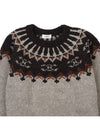 Fair Isle Motif Wool Knit Top Grey - CELINE - BALAAN 4