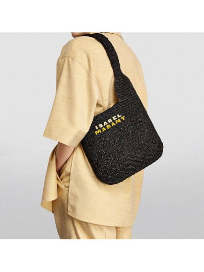 Praia Raffia Small Tote Bag Black - ISABEL MARANT - BALAAN 2