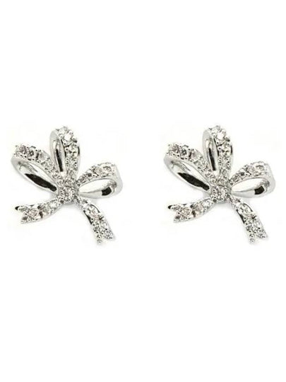 Hyperbola Volta Bow Stud Earrings Silver - SWAROVSKI - BALAAN 2