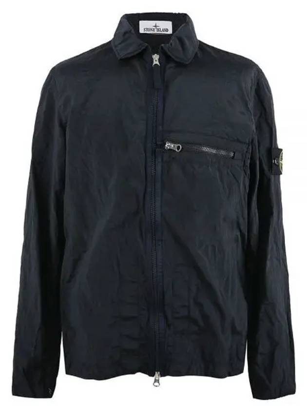 Men's Wappen Patch Overshirt Zip-up Jacket Dark Navy - STONE ISLAND - BALAAN 2