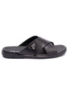 Crisscross Leather Slide Slippers Black - PRADA - BALAAN 2