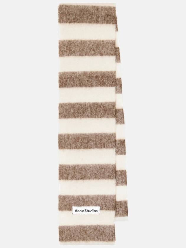 Studios Logo Patch Stripe Wool Blend Muffler Brown White - ACNE STUDIOS - BALAAN 3