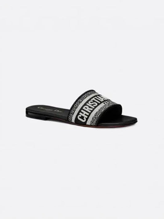 Oblique Dway Embroidered Logo Cotton Mule Slippers Black - DIOR - BALAAN 2