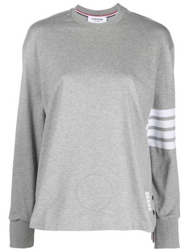 Engineered 4 Bar Medium Weight Jersey Oversized Long Sleeved T-Shirt Light Grey - THOM BROWNE - BALAAN 2